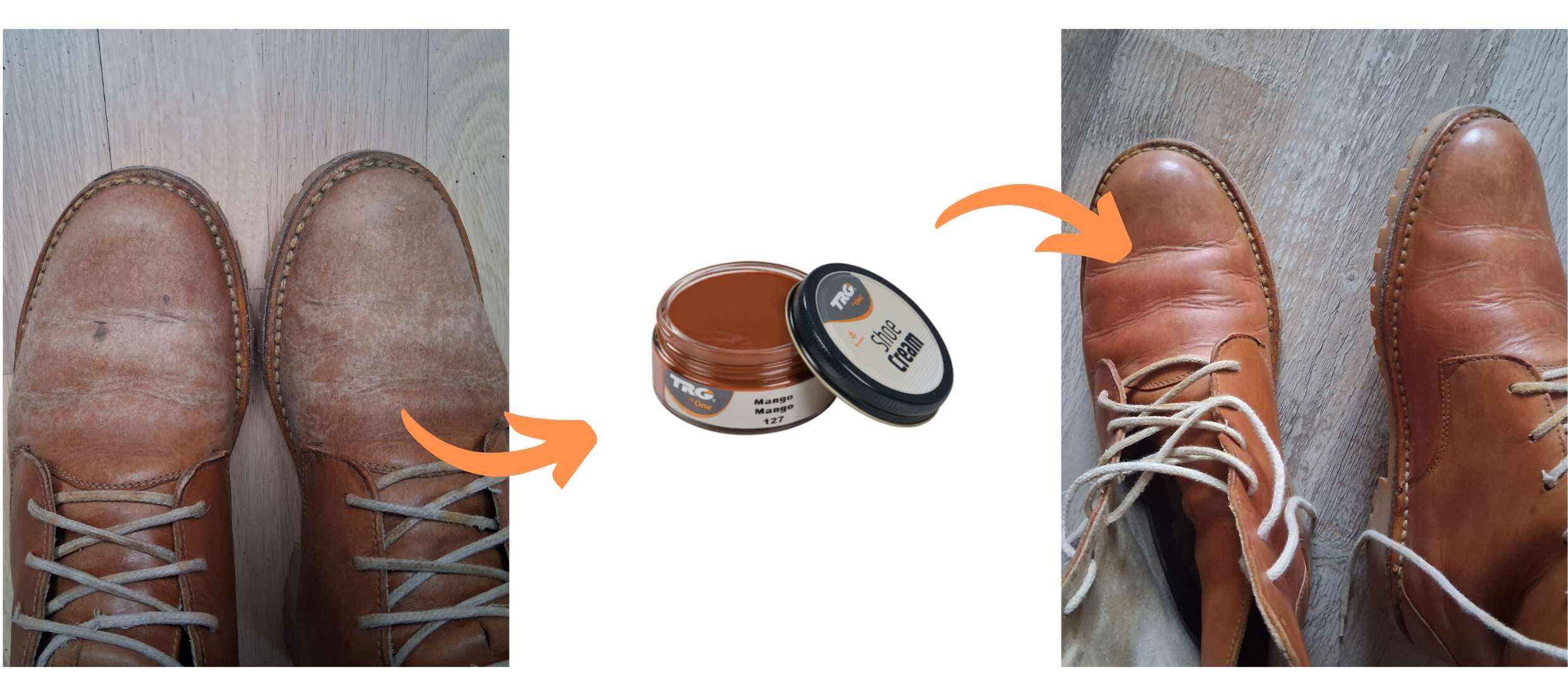 Oprava kožených bot Krémem Shoe Cream 127 Mango TRG the one